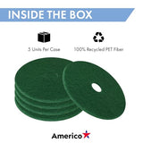 Americo Green Scrub Floor Pad, Cleaning Pad for Hard Surfaces, Made of 100% Recycled Content, USA Made