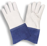 Cordova Premium Grain Goatskin Mig-Tig Gloves, 4-Inch Blue Split Cowhide Gauntlet Cuff, Aramid Sewn, 12-Pack