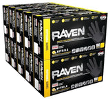 Raven 10 Pack SAS Safety 66517 6 mil Black Nitrile Disposable Gloves 7 Mil - Medium (100 Gloves per Box)
