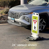 Plasticade Crosscade Crosswalk Sign, Vertical Panel with Sign, Impact-Resistant Rubber Base, Diamond Grade Reflective Background and HIP Sheeting