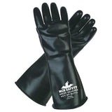 MCR Safety CP25L Butyl Rubber Gloves, 25 Mil Smooth Finish, Gauntlet Rolled Cuff, 14" Length, Large, 1-Pair, Black