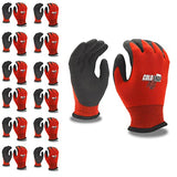 Cordova Cold Snap Flex Gloves, Two-Ply, Red Nylon Shell, Terry Lining, Black Foam PVC Palm, ANSI Cut Level A3, 12-Pack