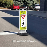 Plasticade Crosscade Crosswalk Sign, Vertical Panel with Sign, Impact-Resistant Rubber Base, Diamond Grade Reflective Background and HIP Sheeting