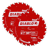 Freud D0624A Diablo 6-1/2-inch 24T ATB Perma-Shield Framing Saw Blades