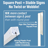 Plasticade Power Post Plastic Sign Post for Parking, Traffic and Property Signs, Reinforced, Lightweight Square Post for Durability and Wind Resistance, Base not Included