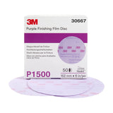 3M 3769 Hookit Purple 6" P1 Grit Dust-Free Finishing Film Disc