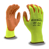 Cordova Cor-Brite 13-Gauge Gloves, Yellow Polyester Shell, Orange Polyurethane Palm Coating, 12-Pack