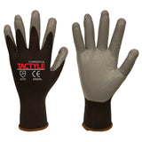 Cordova Tactyle 13-Gauge Gloves, Black Nylon Shell, Gray Foam Nitrile Palm Coating, 12-Pack