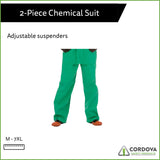 Cordova RS452G4XL Apex Fr .45 MM Green PVC/Nylon Scrim/PVC, 2-Piece Acid/Chemical Suit, Limited Flame Resistant, Storm Fly Front, Bib Style Pants With Suspenders, Attached Hood, 4X-Large, 3-Pack