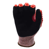 Cordova Machinist 3734TPR 13-Gauge Gloves, HPPE/Glass Shell, Black Sandy Palm Coating, Reinforced Thumb Crotch, TPR Protectors, Cut Level A4, Touchscreen Fingertips