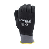 Cordova 6930M Conquest Xtreme Gloves, Premium, Gray Nylon/Spandex Shell, Full Black Foam Nitrile/Pu Coating, Black Nitrile Dots, Medium, 12-Pack