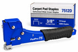 PadPro 75 Heavy Duty Hammer Tacker with 5,000 7512D Staples – 3/8" Leg, 15/32" Crown, 19 Gauge – Carpet Pad Stapler Installation Bundle