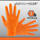 SAS Astro-Grip Powder-Free Exam Grade Nitrile Disposable Gloves - 10 Boxes / 100 Each, Orange, 7 Mil XL