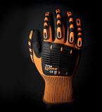 Cordova 7734 OGRE-Flex 13-Gauge Gloves, Hi-Vis Orange Polyester Shell, TPR Protectors, Nitrile Palm Coating, Reinforced Thumb Crotch