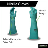 Cordova Premium Green Nitrile Gloves, Unlined, 22-MIL, Pebble Grip, 18-Inch, 12-Pack