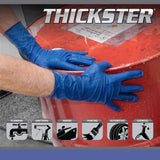 SAS Thickster Powder-Free Exam Grade Latex Disposable Gloves - 10 Boxes / 50 Ea. 500 Gloves Total. 14 Mil, Blue. 12" Length