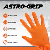 SAS Astro-Grip Powder-Free Exam Grade Nitrile Disposable Gloves - 10 Boxes / 100 Each, Orange, 7 Mil XL