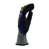 Cordova 3726TPRL Tuf-Cor Impact Gloves, 13-Gauge HPPE/Glass Fiber Shell, Blue Nitrile Full Coating, Black Sandy Nitrile Palm Coating, TPR Protectors, ANSI Cut Level A4, Large, 3-Pack