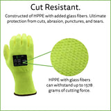 Cordova 3704 High-Visibility Cut-Resistant Gloves, HPPE with Added Steel/Glass Fibers, 13-Gauge, Polyurethane Coating for Grip, ANSI Cut Level A4