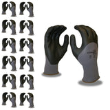 Cordova 6910L Conquest Xtra Gloves, Premium, Gray Nylon/Spandex Shell, Black 3/4 Foam Nitrile/Pu Coating, Large