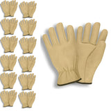 Cordova 8201 Standard Grain Cowhide Driver Gloves, Unlined, Shirred Elastic Back, Straight Thumb, 12-Pack