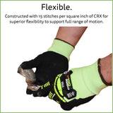 Cordova 7755L OGRE CRX-3 Gloves, 15G Hi-Vis Green CRX Fiber (No Glass Or Steel), Black Sandy Nitrile Palm Coating, Sonic Welded TPR, ANSI Cut Level A3, Large, 3-Pack