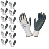 Cordova Cor-Touch II 13-Gauge Gloves, White Polyester Shell, Gray Flat Nitrile Palm Coating, 12-Pack