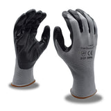 Cordova Cor-Touch II 13-Gauge Gloves, Gray Polyester Shell, Black Flat Nitrile Palm Coating, 12-Pack