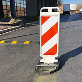 Plasticade Crosscade Vertical Panel Traffic Channelizer with Double-Sided 12" x 36" HIP sheeting and Recycled Rubber Base
