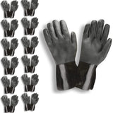 Cordova Black Double Dipped Gloves, Sandpaper Grip, Interlock Lined, 12-Inch