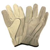 Cordova Grain Cowhide Driver Gloves, Split Leather Double Palm & Back, Keystone Thumb, Unlined, 12-Pack