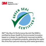 3M Sky Blue Hi-Performance Burnish Pad 3050, 19 in, 5/Case