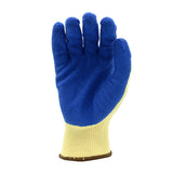 Cordova Cor-Grip Gloves, 10-Gauge, Yellow Poly/Cotton Shell, Blue Latex Palm Coating, 12-Pack