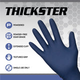 SAS Thickster Powder-Free Exam Grade Latex Disposable Gloves - 10 Boxes / 50 Ea. 500 Gloves Total. 14 Mil, Blue. 12" Length