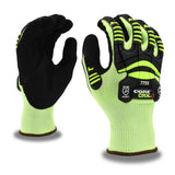 Cordova 7755L OGRE CRX-3 Gloves, 15G Hi-Vis Green CRX Fiber (No Glass Or Steel), Black Sandy Nitrile Palm Coating, Sonic Welded TPR, ANSI Cut Level A3, Large, 3-Pack