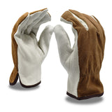 Cordova 8234 Select Grain Cowhide Driver Gloves, Brown Split Cowhide Back, Unlined, Keystone Thumb, Aramid Sewn