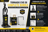 TTS Products Tornado CVD 30 HEPA Upright Vacuum Bundle with Replacement Bags & HEPA Filter Kit – Commercial Vacuum Package