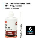 3M Fire Barrier Rated Foam FIP 1-Step, Maroon Color, 1-Step, Two-Part Urethane, Intumescent Foam, 12.85 fl oz Cartridge