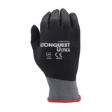 Cordova Conquest Ultra Gloves, Premium, Gray Nylon/Spandex Shell, Full Black Foam Nitrile/Pu Coating, 12-Pack