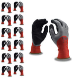 Cordova Tandem Gloves, 15-Gauge, Red Polyester Shell, 3/4 Two-Layer Sandy Latex Coating, 12-Pack