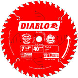 Freud D0740A Diablo 7-1/4 40 Tooth ATB Finishing Saw Blade with 5/8-Inch Arbor, Diamond Knockout, and PermaShield Coating