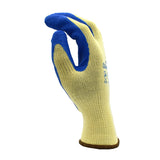 Cordova Cor-Grip Gloves, 10-Gauge, Yellow Poly/Cotton Shell, Blue Latex Palm Coating, 12-Pack