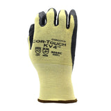 Cordova Cor-Touch KV4 13-Gauge Gloves, Aramid/Lycra Shell, Black Textured Nitrile Palm Coating, ANSI Cut Level A2, 12-Pack