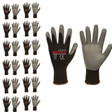 Cordova Tactyle 13-Gauge Gloves, Black Nylon Shell, Gray Foam Nitrile Palm Coating, 12-Pack