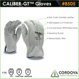 Cordova Caliber-GT Grain Goatskin Driver Gloves, HPPE/Steel Fabric Lined, Keystone Thumb, ANSI Cut Level A5