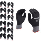 Cordova Conquest Ultra Gloves, Premium, Gray Nylon/Spandex Shell, Full Black Foam Nitrile/Pu Coating, 12-Pack