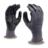 Cordova Cor-Touch 13-Gauge Gloves, White Nylon Shell, Gray Flat Nitrile Palm Coating, 12-Pack