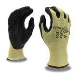 Cordova Cor-Touch KV4 13-Gauge Gloves, Aramid/Lycra Shell, Black Textured Nitrile Palm Coating, ANSI Cut Level A2, 12-Pack