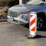 Plasticade Crosscade Vertical Panel Traffic Channelizer with Double-Sided 12" x 36" HIP sheeting and Recycled Rubber Base