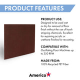 Americo EcoPrep Chemical-Free Floor Finish Remover Pad, Machine Floor Pads for Stripping or Deep Scrubbing